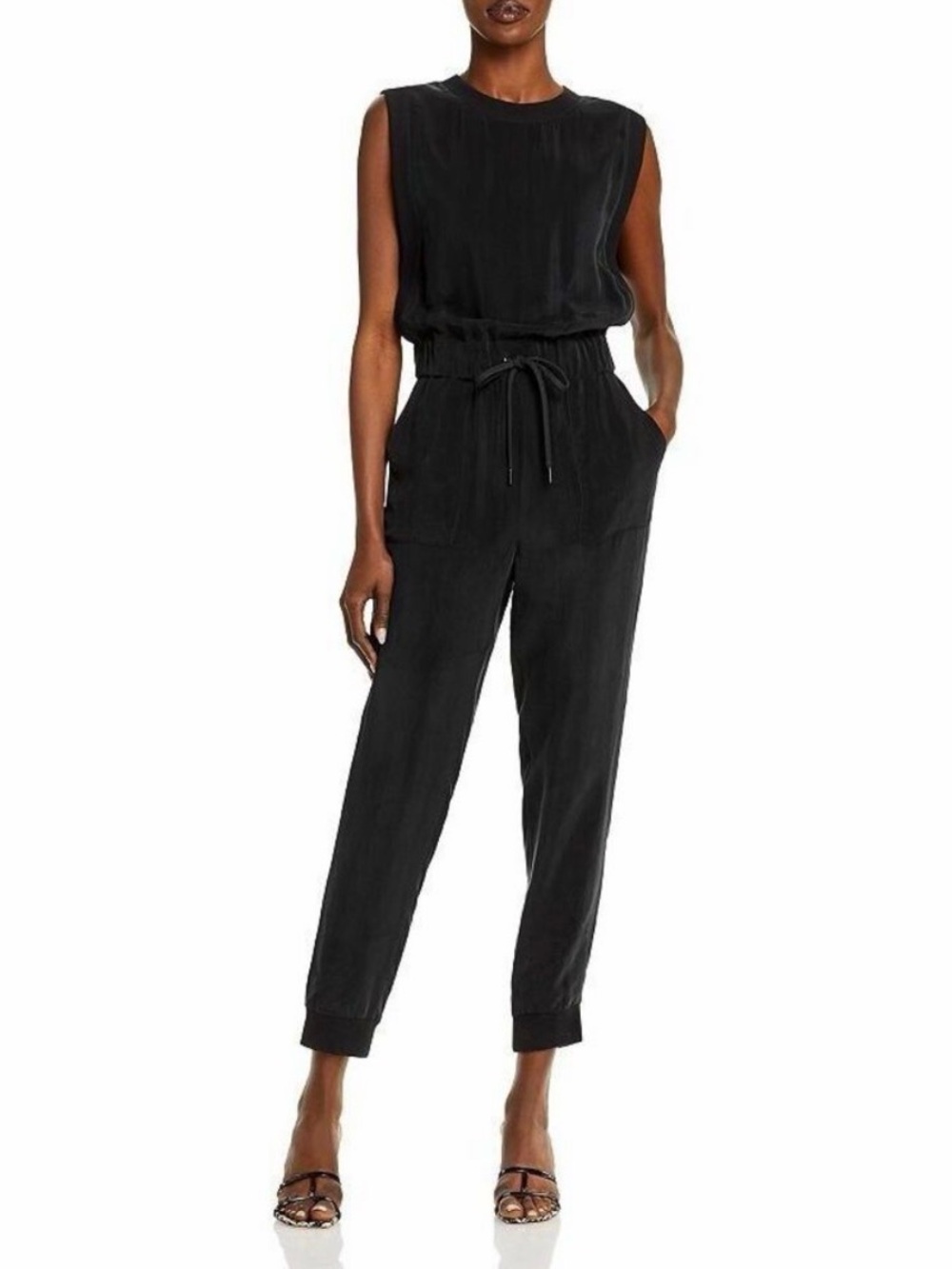 Alice & Olivia Zila Tapered Cupro Jumpsuit Black Size Small